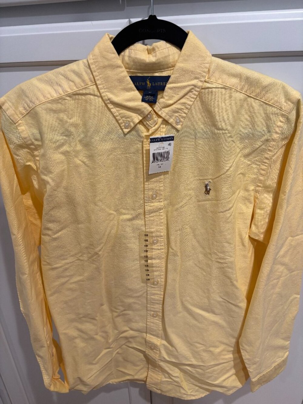 NWT Ralph Lauren Boys' size 18 Yellow button down shirt